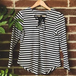 Striped Lace Up Shirt